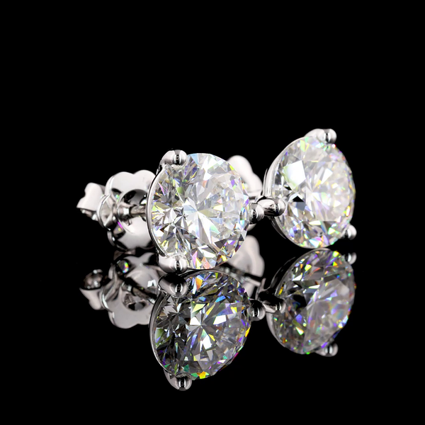 Lab-Grown 6.12 Carat Round E-VS1 Diamond 14K White Gold Martini Earrings