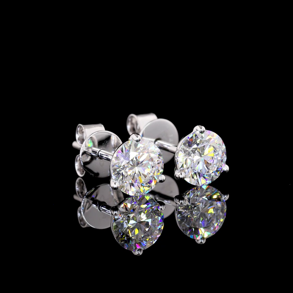 Lab-Grown 1.58 Carat Round E-VS2 Diamond 14K White Gold Martini Earrings
