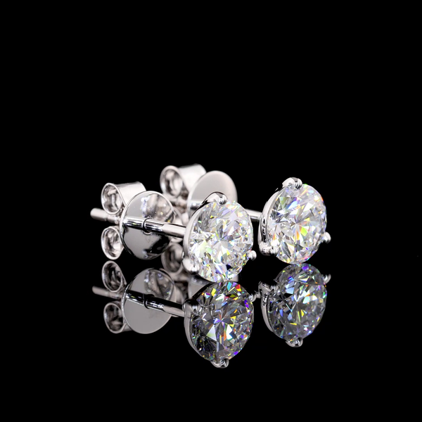 Lab-Grown 1.51 Carat Round D-VVS2 Diamond 14K White Gold Martini Earrings