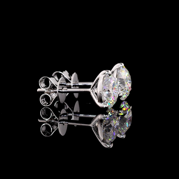 Lab-Grown 2.14 Carat Round D-VVS2 Diamond 14K White Gold Martini Earrings