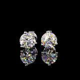 Lab-Grown 2.14 Carat Round D-VVS2 Diamond 14K White Gold Martini Earrings