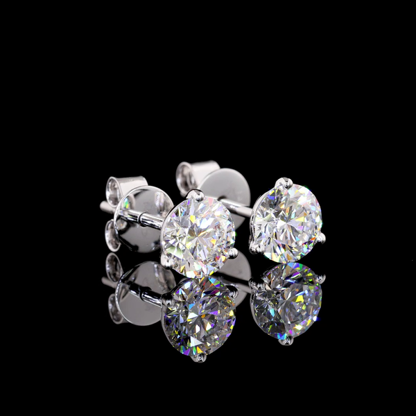 Lab-Grown 1.48 Carat Round F-VS2 Diamond 14K White Gold Martini Earrings