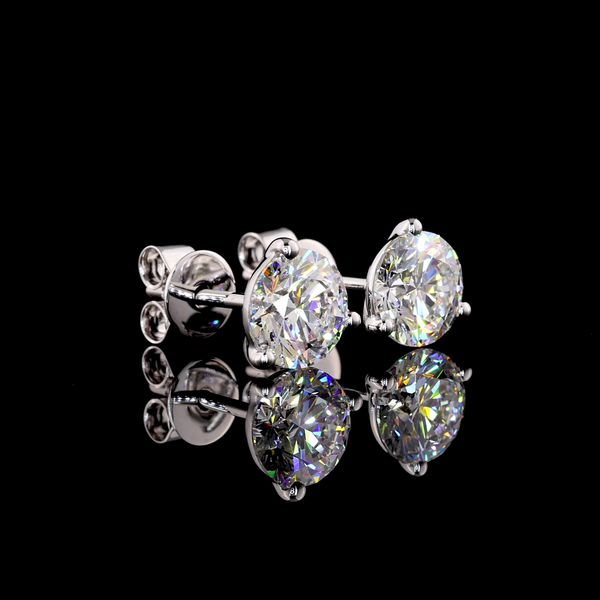 Lab-Grown 2.04 Carat Round D-VS1 Diamond 14K White Gold Martini Earrings