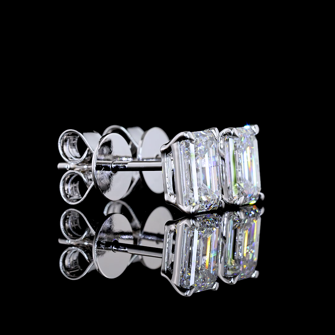 Lab-Grown 1.51 Carat Emerald E-F-VS1 Diamond 14K White Gold Studs Earrings