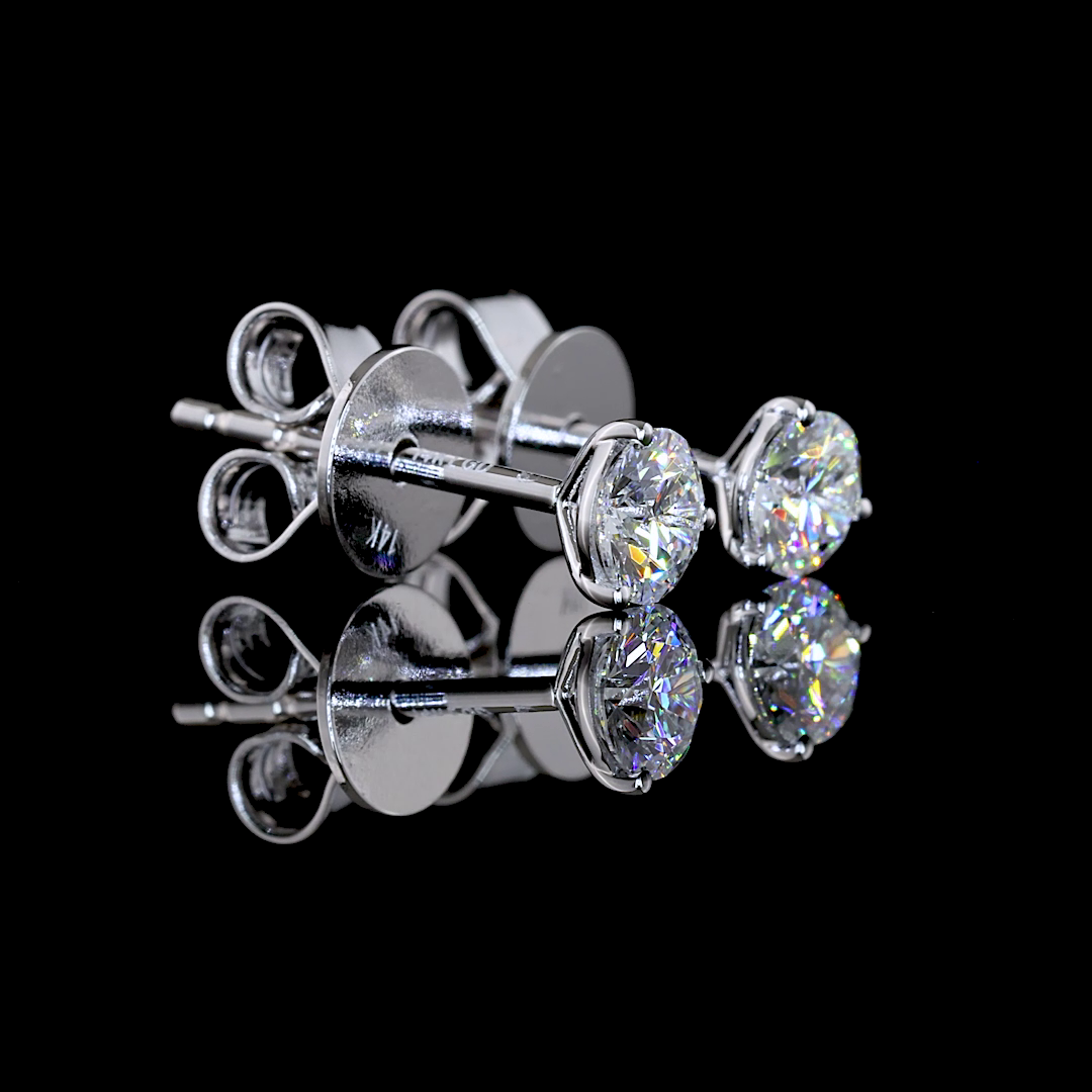 Lab-Grown 0.47 Carat Round E-VS Diamond 14K White Gold Martini Earrings