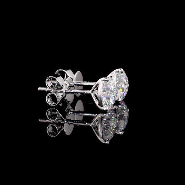 Lab-Grown 1.46 Carat Round F-VS2 Diamond 14K White Gold Martini Earrings
