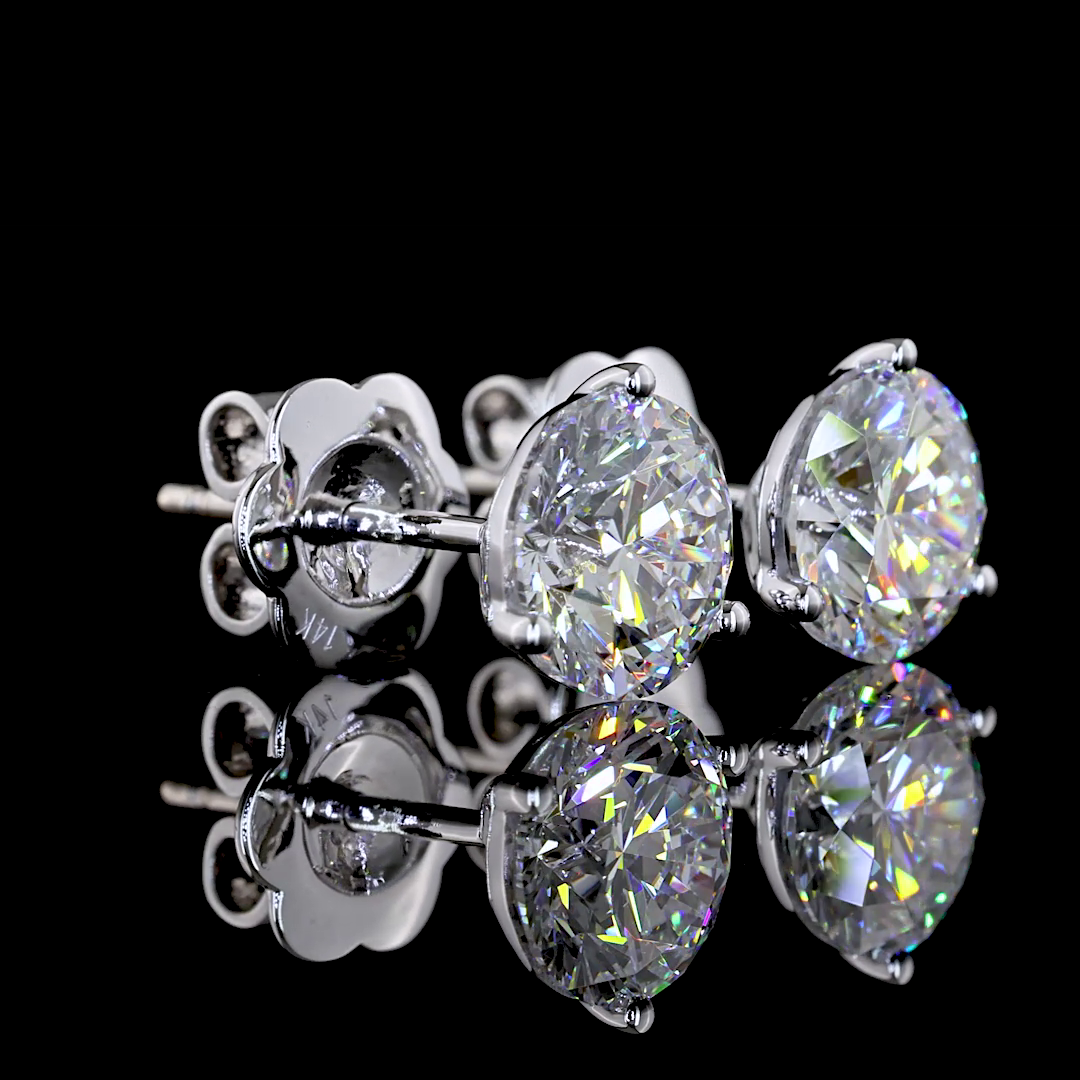 Lab-Grown 2.54 Carat Round E-VS1 Diamond 14K White Gold Martini Earrings