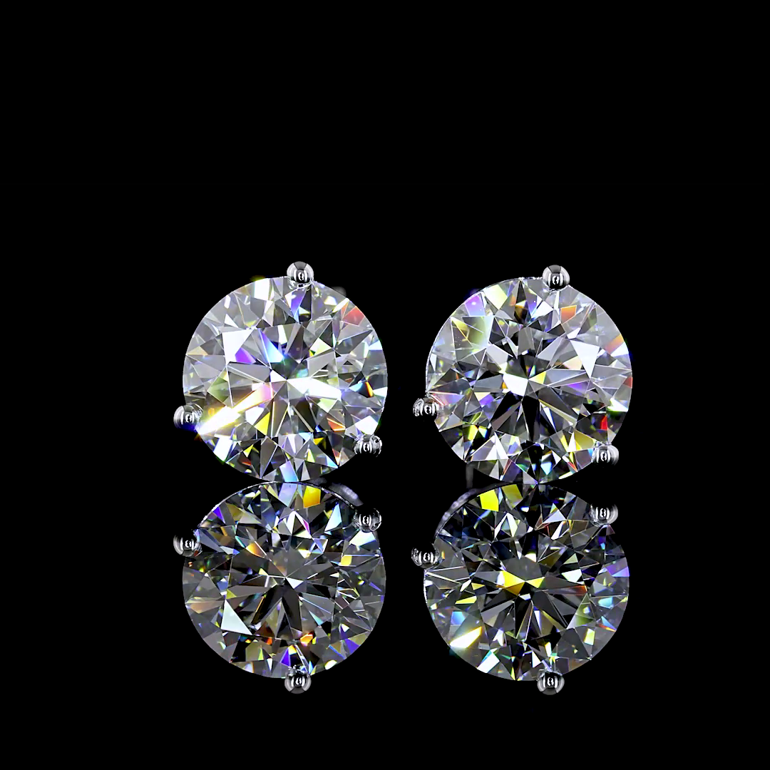 Lab-Grown 2.51 Carat Round F-VS1 Diamond 14K White Gold Martini Earrings