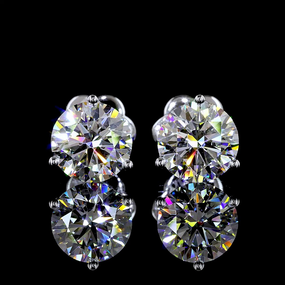 Lab-Grown 2.51 Carat Round E-F-VS1 Diamond 14K White Gold Martini Earrings