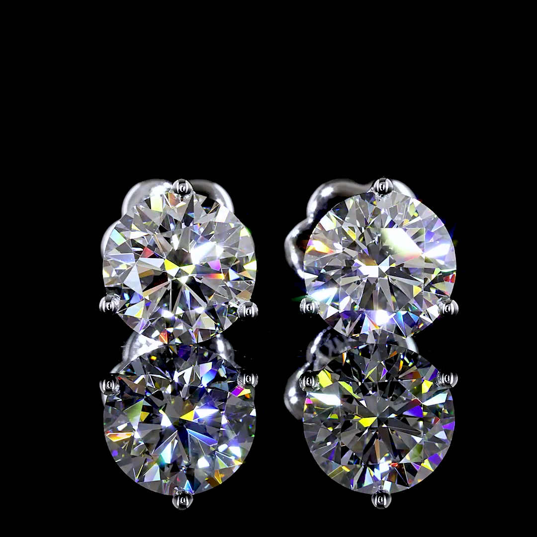Lab-Grown 2.48 Carat Round E-VS1 Diamond 14K White Gold Martini Earrings
