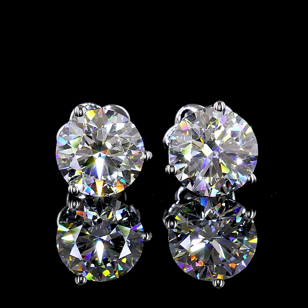 Lab-Grown 3.06 Carat Round F-VS1 Diamond 14K White Gold Martini Earrings