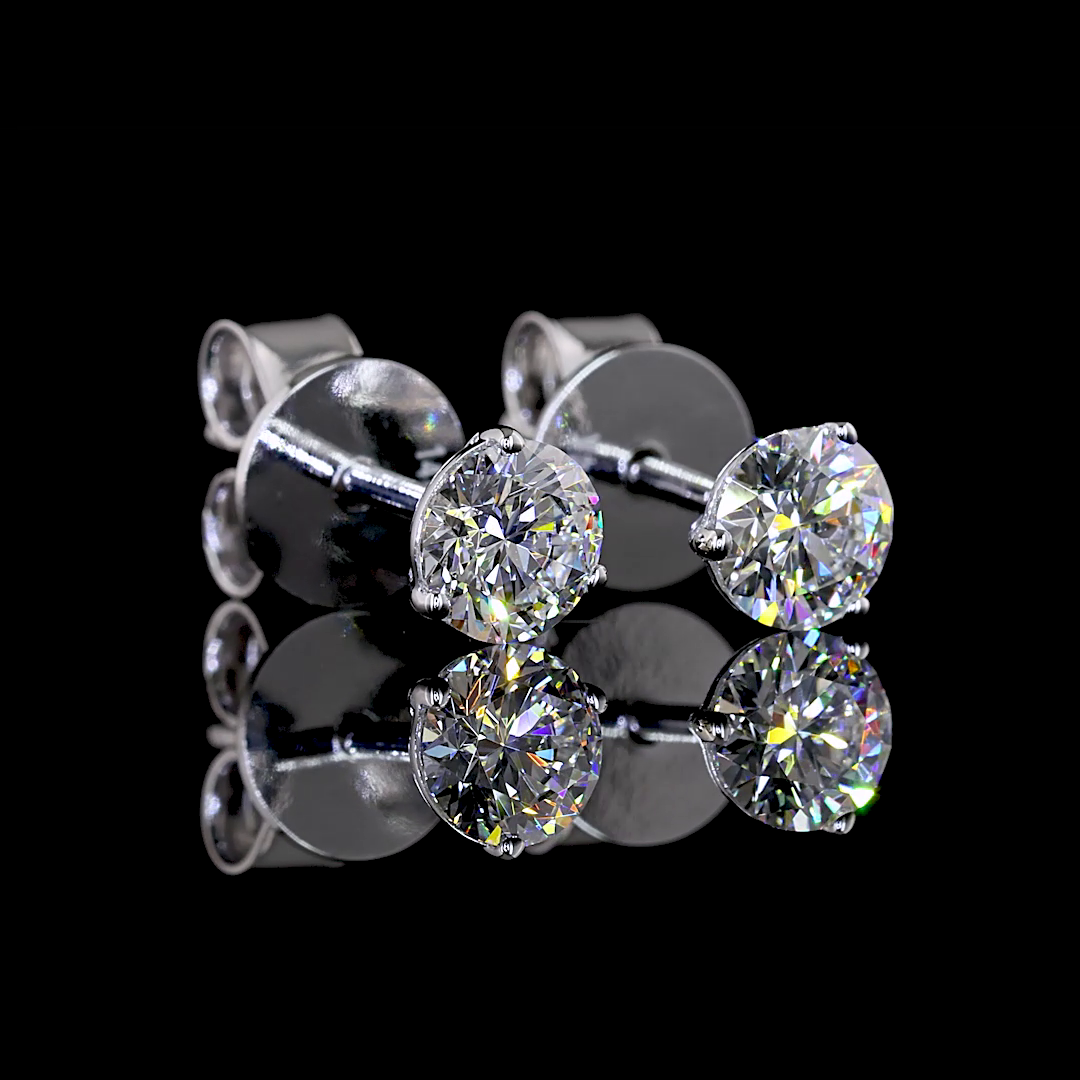 Lab-Grown 0.52 Carat Round F-VS1 Diamond 14K White Gold Martini Earrings