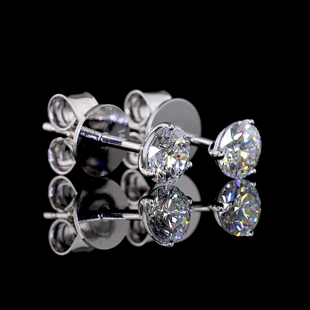 Lab-Grown 0.58 Carat Round E-F-VS2 Diamond 14K White Gold Martini Earrings