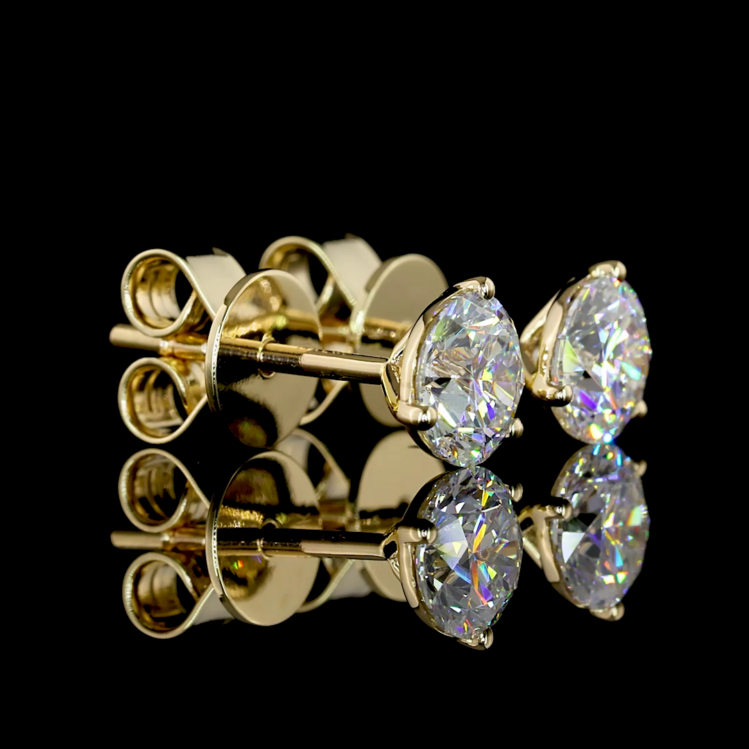 Lab-Grown 1.04 Carat Round E-F-VS2 Diamond 14K Yellow Gold Martini Earrings