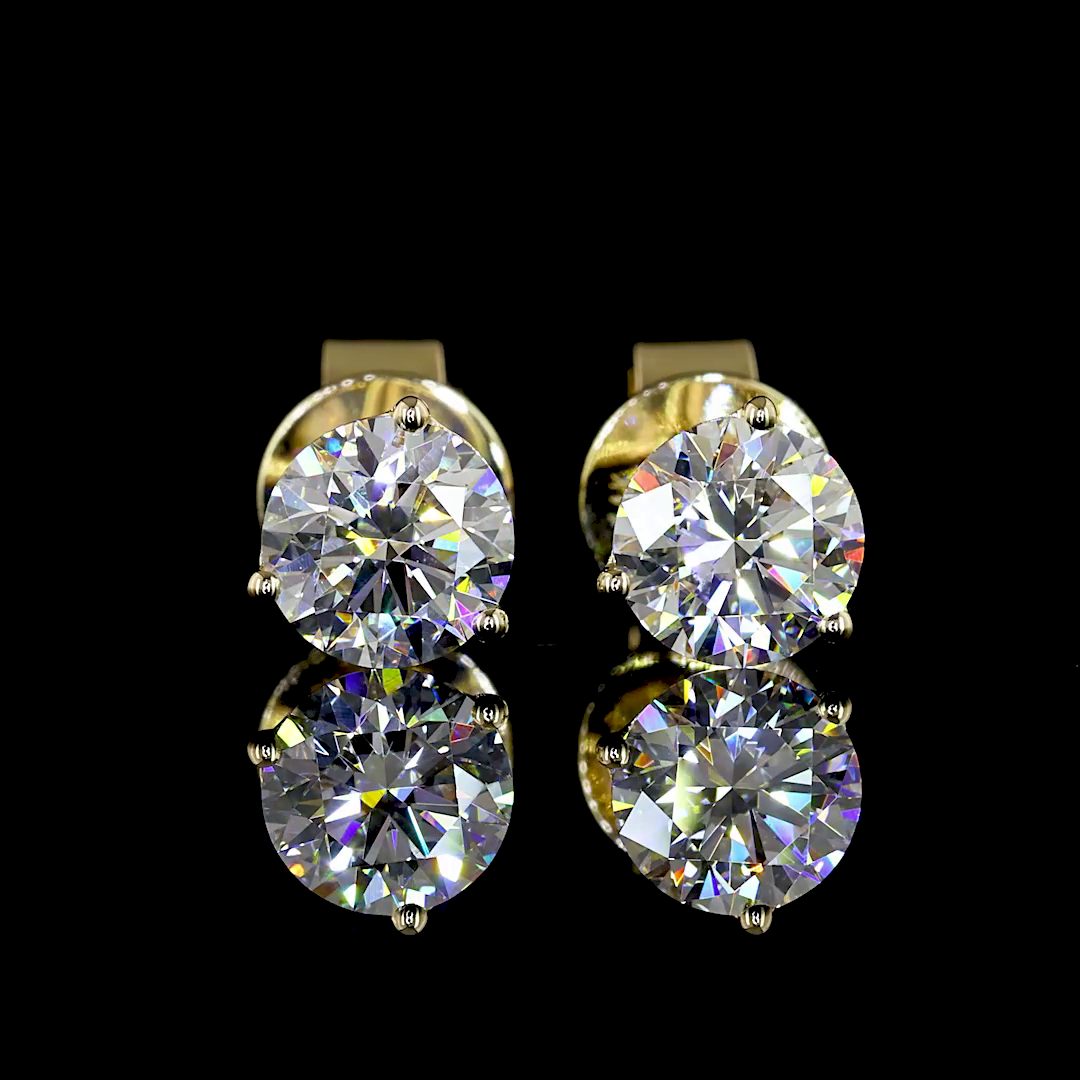 Lab-Grown 1.04 Carat Round F-VS2 Diamond 14K Yellow Gold Martini Earrings