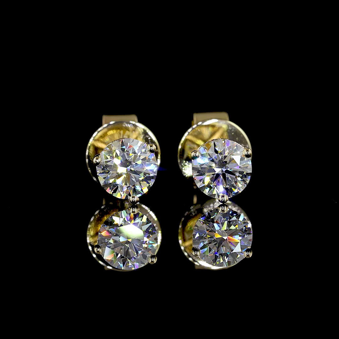 Lab-Grown 0.5 Carat Round F-VS2 Diamond 14K Yellow Gold Martini Earrings