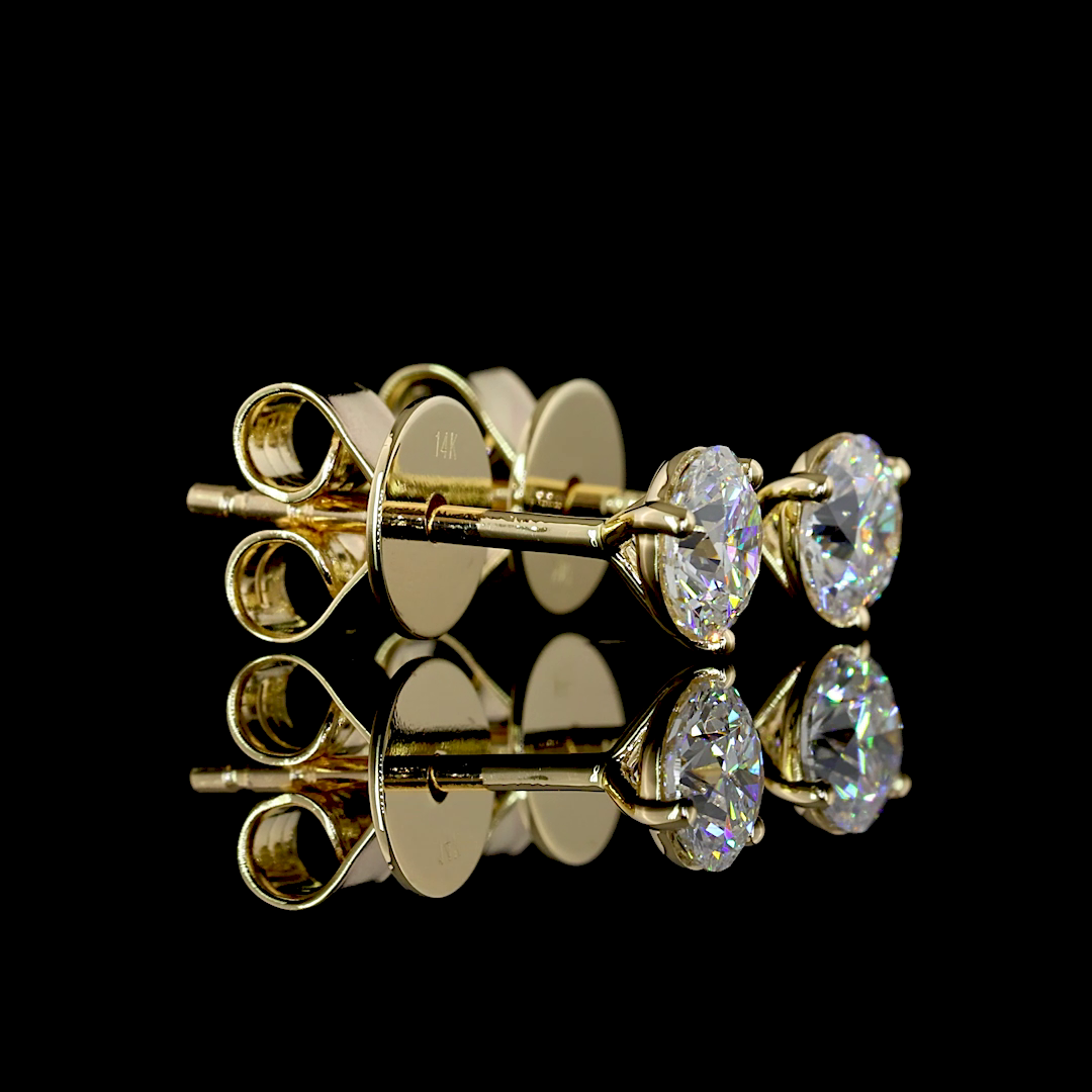 Lab-Grown 0.54 Carat Round E-F-VS2 Diamond 14K Yellow Gold Martini Earrings
