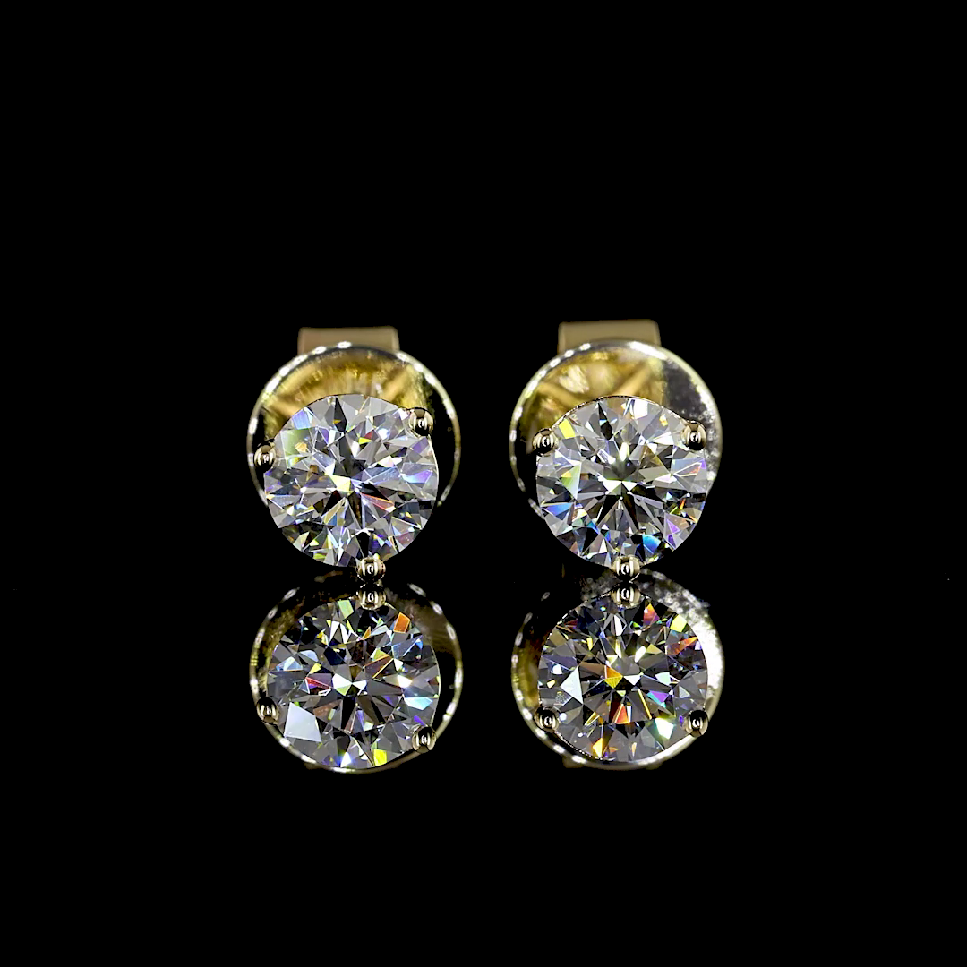 Lab-Grown 0.82 Carat Round F-VS2 Diamond 14K Yellow Gold Martini Earrings