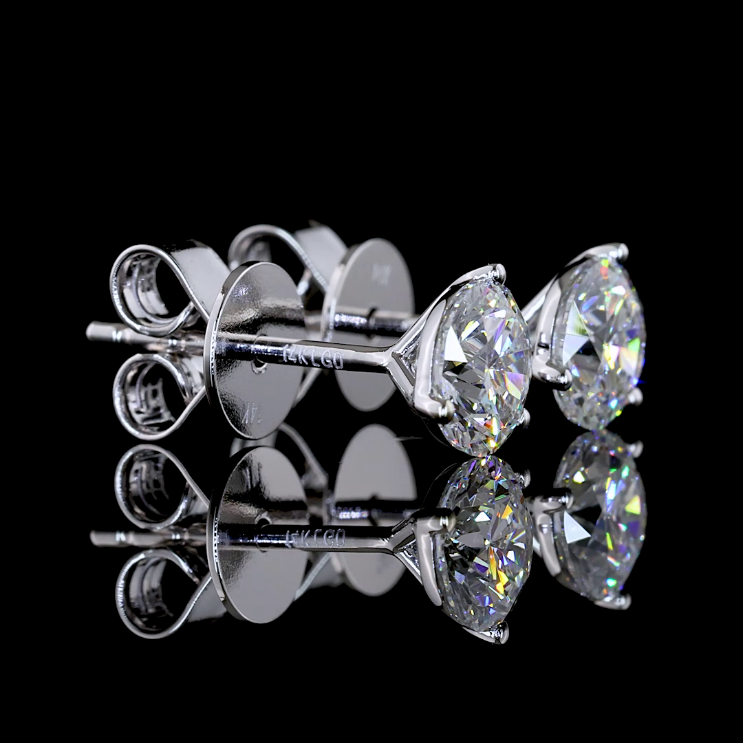 Lab-Grown 1.06 Carat Round F-VS2 Diamond 14K White Gold Martini Earrings