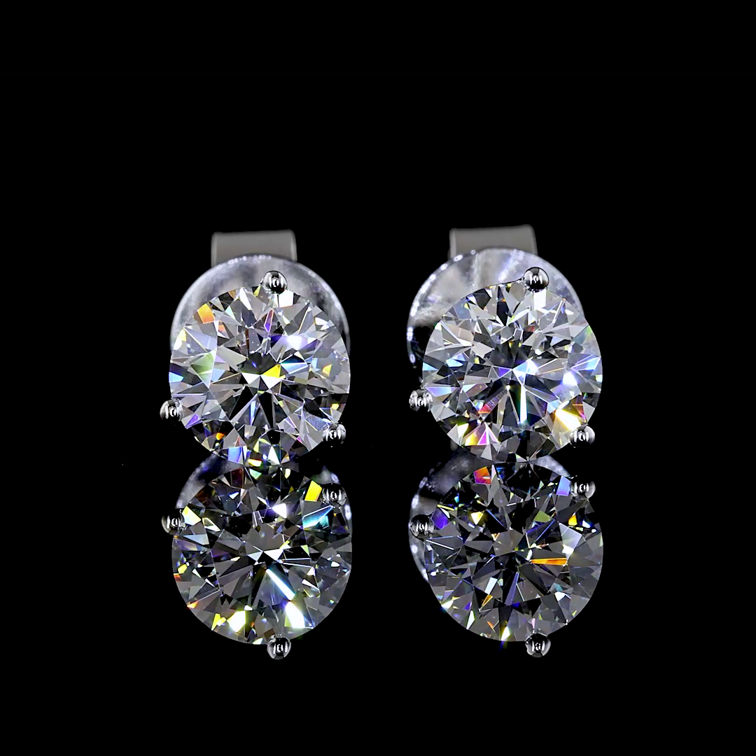 Lab-Grown 1.06 Carat Round F-VS2 Diamond 14K White Gold Martini Earrings