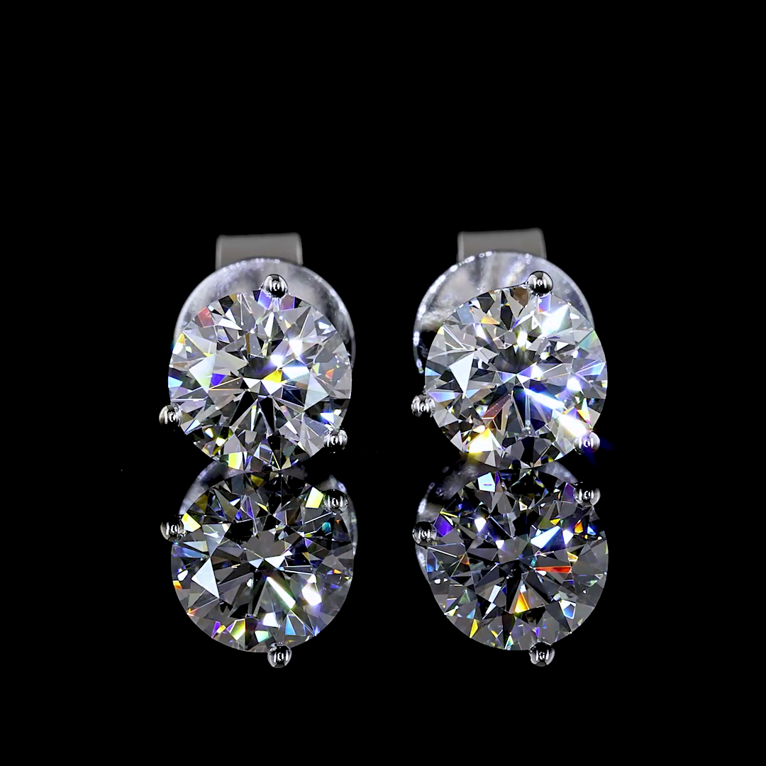 Lab-Grown 1.11 Carat Round E-F-VS2 Diamond 14K White Gold Martini Earrings