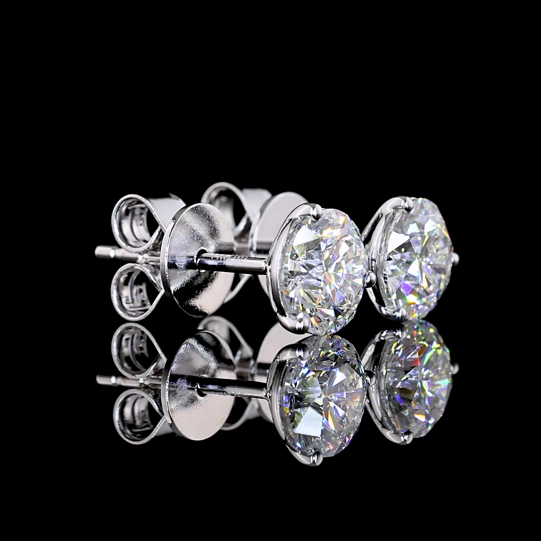 Lab-Grown 1.52 Carat Round F-VS1 Diamond 14K White Gold Martini Earrings