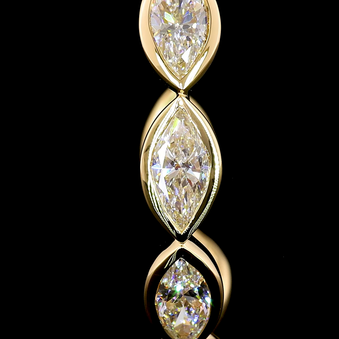 Lab-Grown 3.97 Carat Marquise E-VS1 Diamond 14K Yellow Gold C Hoops Earrings
