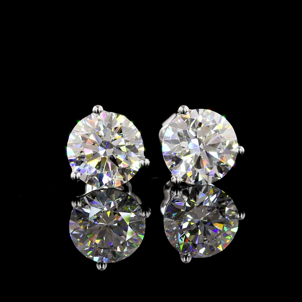 Lab-Grown 4.03 Carat Round E-VS1 Diamond 14K White Gold Martini Earrings