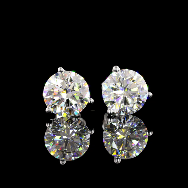 Lab-Grown 6.10 Carat Round E-VS1 Diamond 14K White Gold Martini Earrings