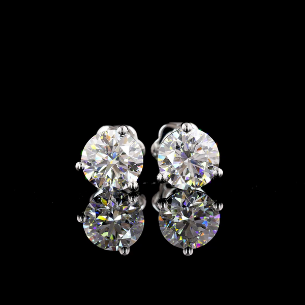 Lab-Grown 3.08 Carat Round E-VS1 Diamond 14K White Gold Martini Earrings