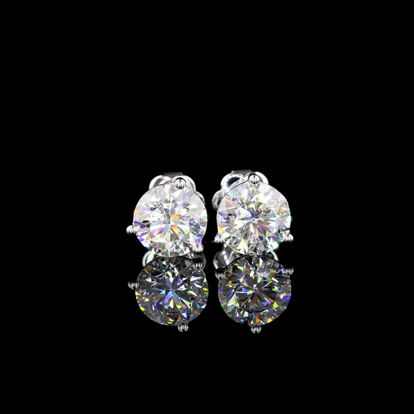 Lab-Grown 3.07 Carat Round E-VS1 Diamond 14K White Gold Martini Earrings