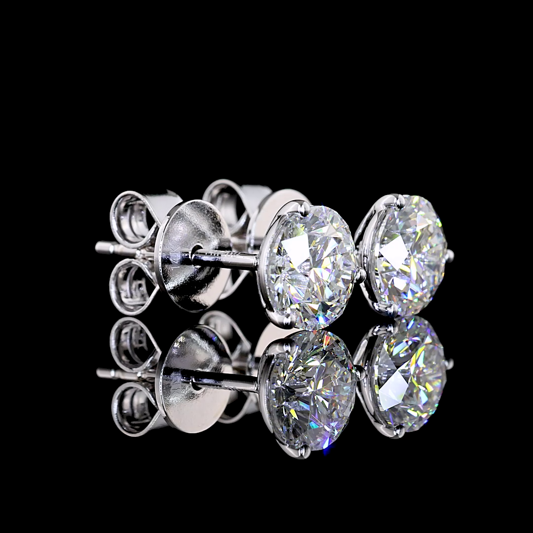 Lab-Grown 1.56 Carat Round F-VS1 Diamond 14K White Gold Martini Earrings