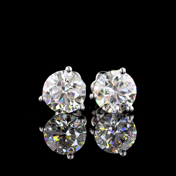 Lab-Grown 4.03 Carat Round D-VVS2 Diamond 14K White Gold Martini Earrings