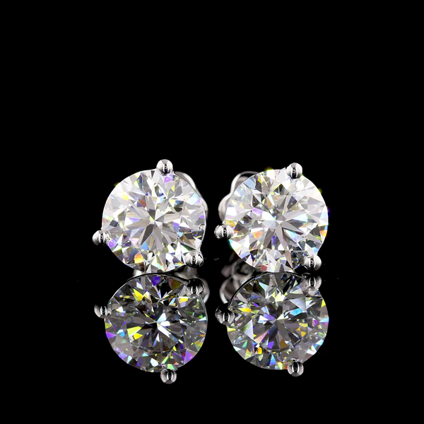 Lab-Grown 4.16 Carat Round E-VS1 Diamond 14K White Gold Martini Earrings