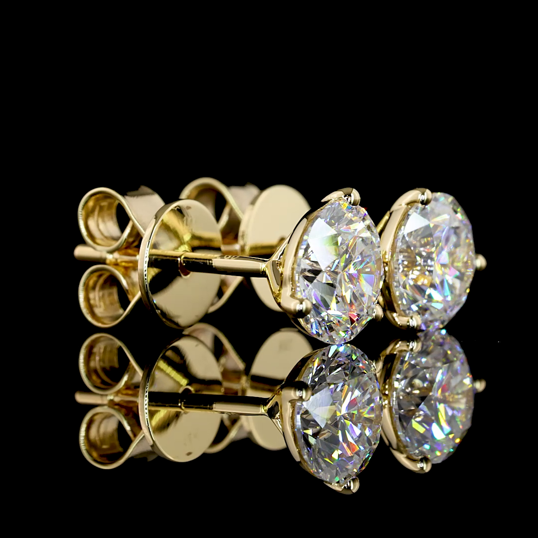 Lab-Grown 1.54 Carat Round E-F-VS2 Diamond 14K Yellow Gold Martini Earrings