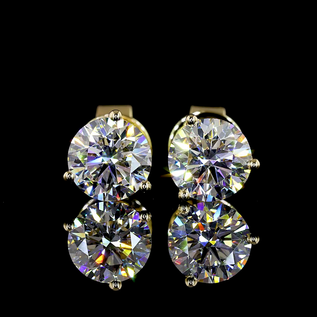 Lab-Grown 1.54 Carat Round E-F-VS2 Diamond 14K Yellow Gold Martini Earrings