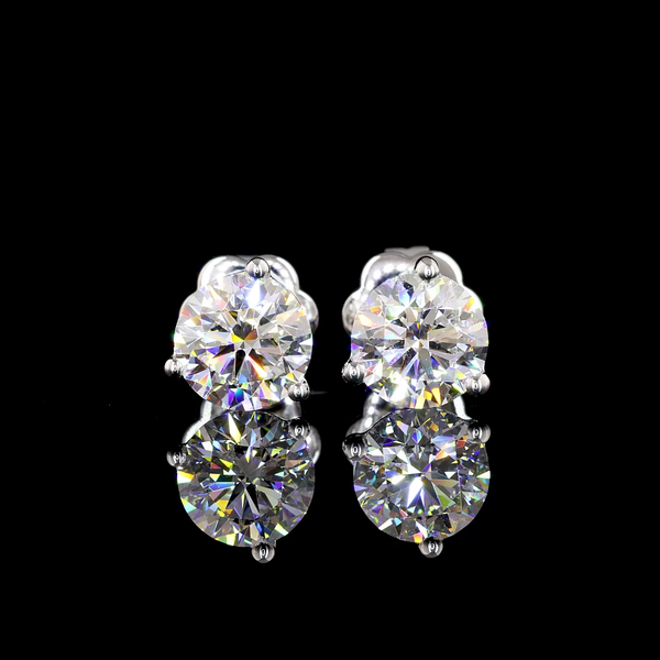 Lab-Grown 2.46 Carat Round D-VVS2 Diamond 14K White Gold Martini Earrings
