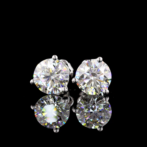 Lab-Grown 4.08 Carat Round E-VS1 Diamond 14K White Gold Martini Earrings