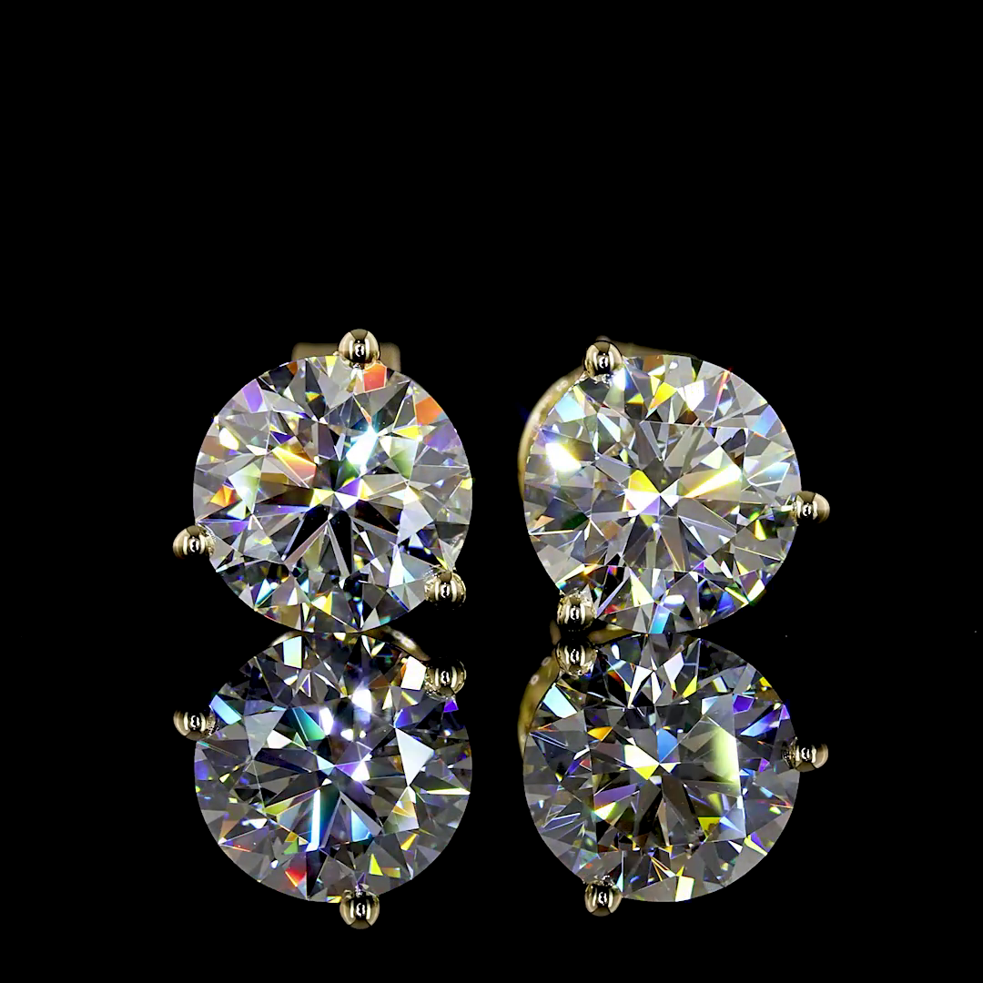 Lab-Grown 2.06 Carat Round E-VVS2 Diamond 14K Yellow Gold Martini Earrings