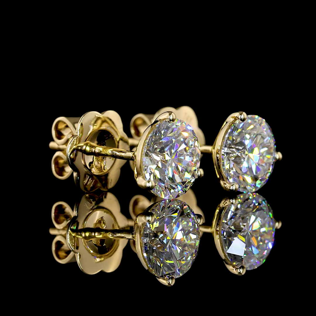 Lab-Grown 2.03 Carat Round E-VS1 Diamond 14K Yellow Gold Martini Earrings