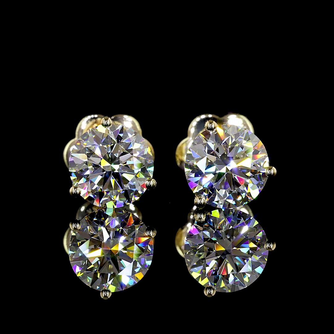 Lab-Grown 2.03 Carat Round E-VS1 Diamond 14K Yellow Gold Martini Earrings