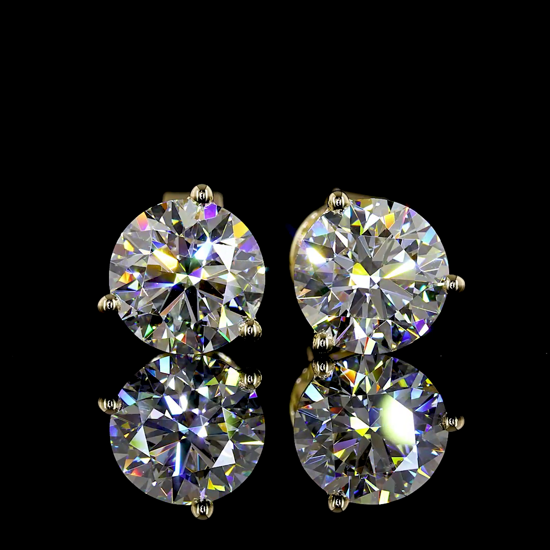 Lab-Grown 2.03 Carat Round E-VS1 Diamond 14K Yellow Gold Martini Earrings