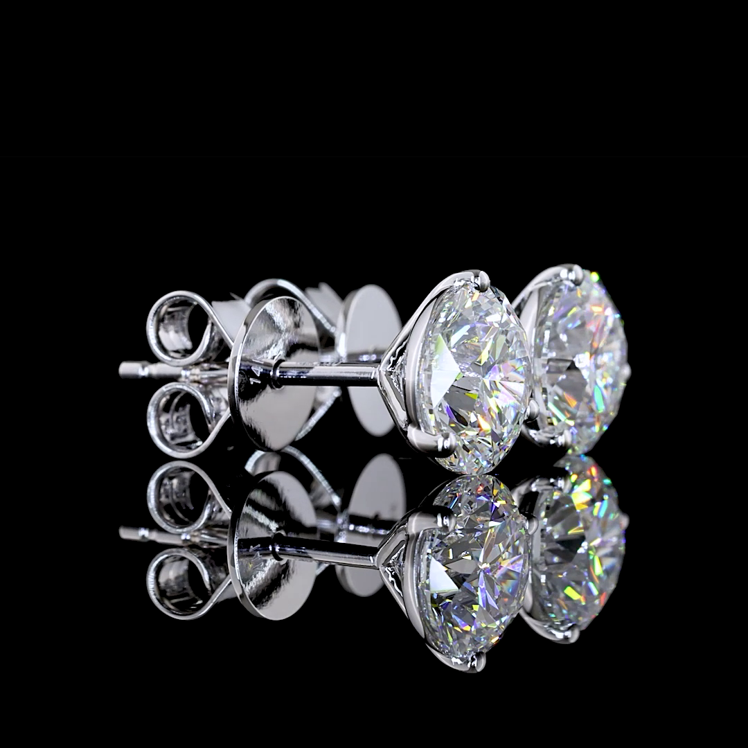 Lab-Grown 2.01 Carat Round E-VS1 Diamond 14K White Gold Martini Earrings