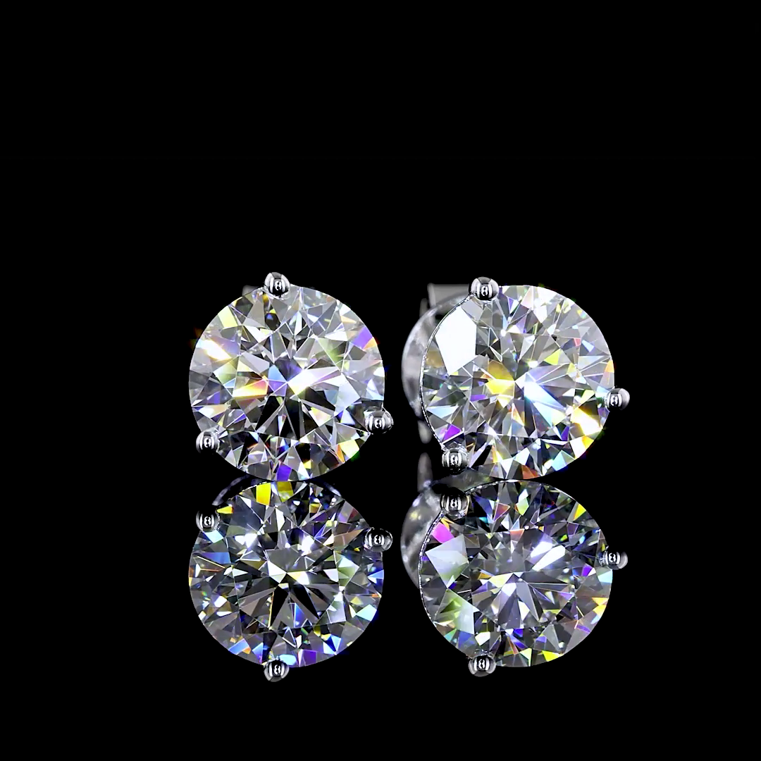 Lab-Grown 2.01 Carat Round E-VS1 Diamond 14K White Gold Martini Earrings