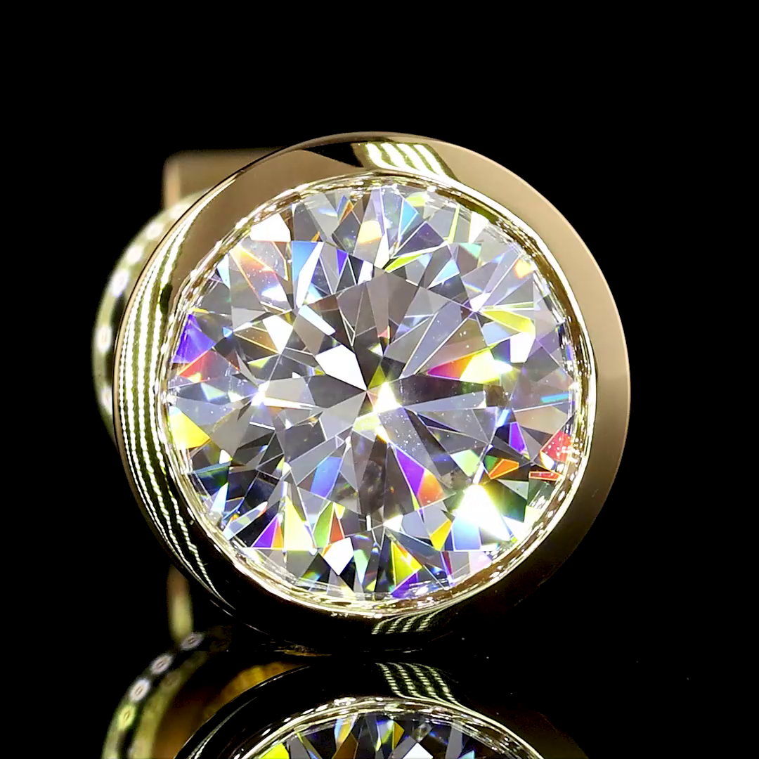 Lab-Grown 1.51 Carat Round E-VVS2 Diamond 14K Yellow Gold Studs Earrings
