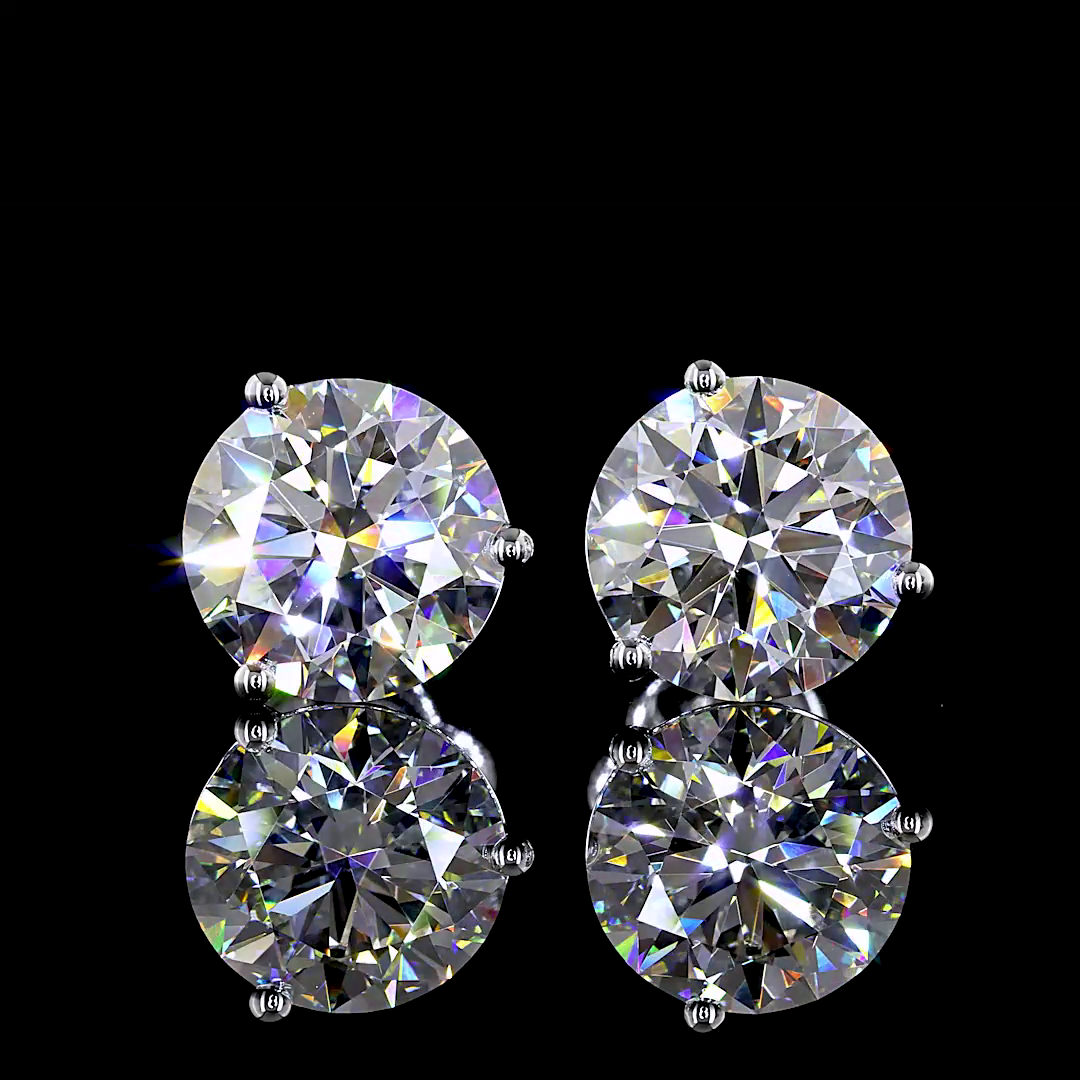 Lab-Grown 4.06 Carat Round F-VS1 Diamond 14K White Gold Martini Earrings