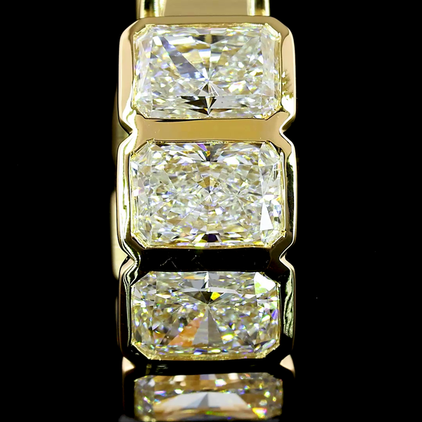 Lab-Grown 3.17 Carat Radiant F-VS2 Diamond 14K Yellow Gold Huggies Earrings