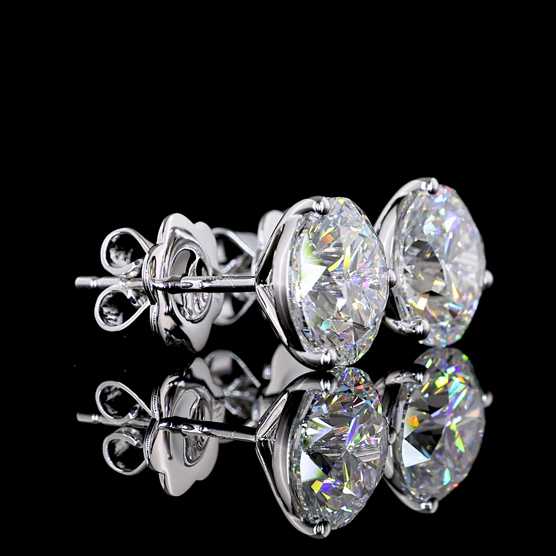 Lab-Grown 4.05 Carat Round F-VS1 Diamond 14K White Gold Martini Earrings
