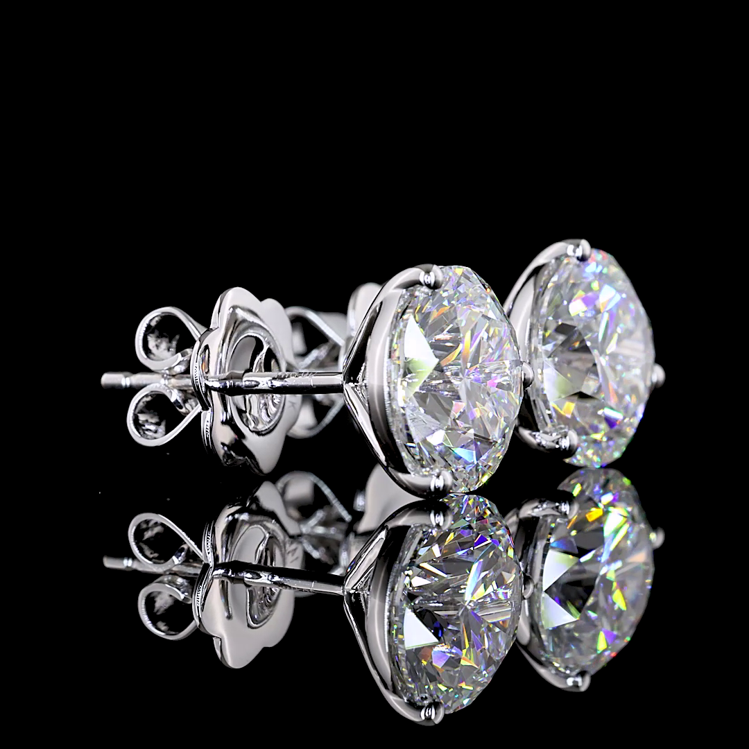 Lab-Grown 4.04 Carat Round E-VS1 Diamond 14K White Gold Martini Earrings