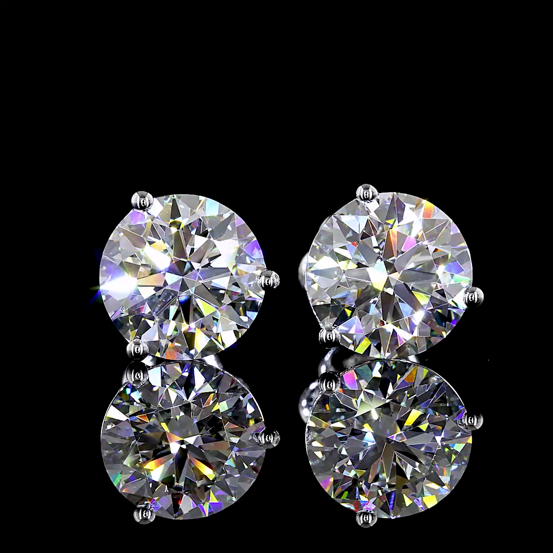 Lab-Grown 4.05 Carat Round G-VS1 Diamond 14K White Gold Martini Earrings
